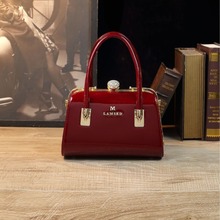 香港潮牌包包女士时尚网红真皮单肩斜挎包妈妈红高级大容量手提包