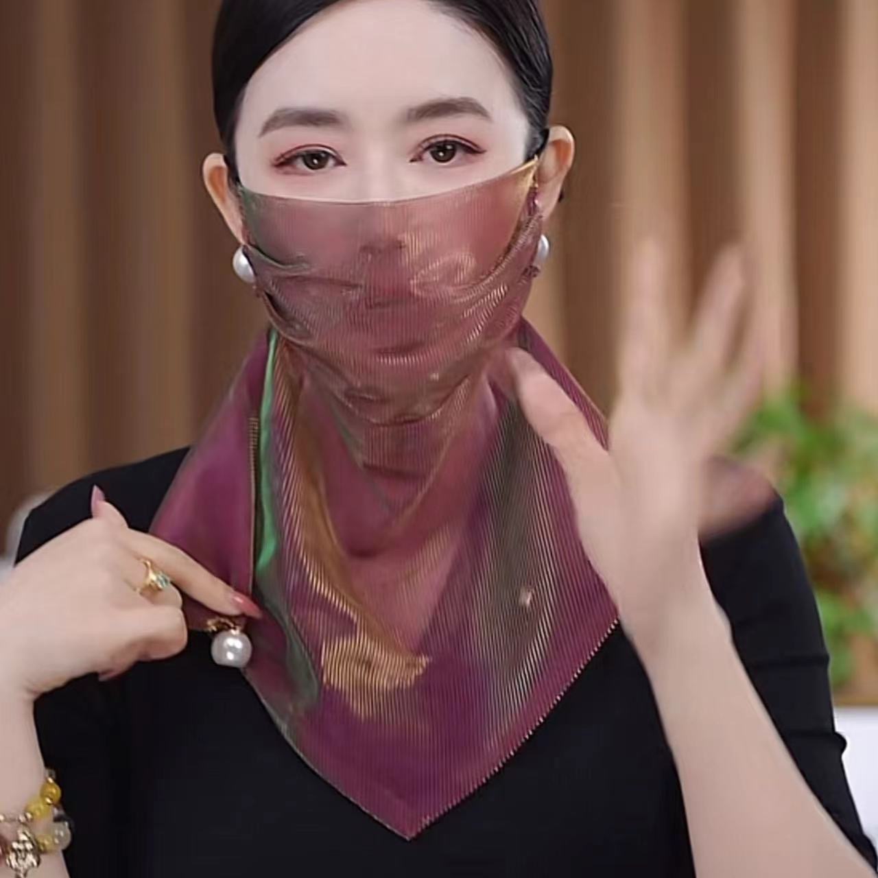 Internet Celebrity's Same Style Multifunctional Neck Protector Breathable Summer Thin Women's Outdoor Sunshade Sunscreen Mask Gauze Scarf