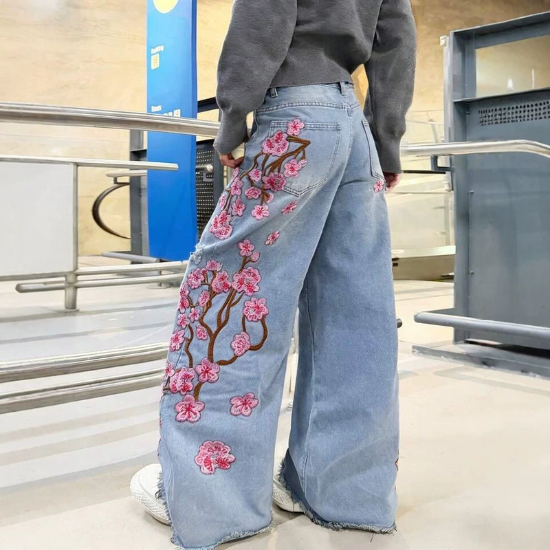 New Cross-Border Style Unisex Straight-Leg Jeans, European and American Street Fashion, Popular on Instagram, Non-Stretch Embroidered Straight-Leg Jeans New Cross-Border Style Unisex Straight-Leg Jeans, European and American Street Fashion, Popular on Instagram, Non-Stretch Embroidered Straight-Leg Jeans