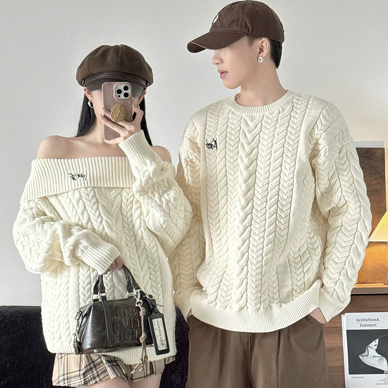 2025秋冬新款情侣装休闲小清新男女加厚毛衣