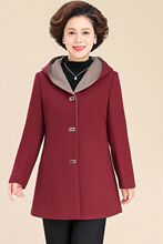 中老年妈妈秋冬羊毛呢外套加肥大码中长款50岁中年女士羊绒大衣厚