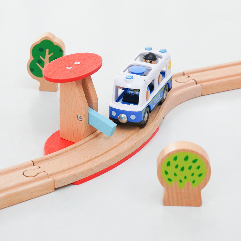 木のトーマツの列車のばら売りの軌道の部品のバリケードのプラットホームの軌道のシーンの益智のおもちゃ|undefined