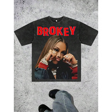 Cartoon  Printed Washed Cotton T-Shirt, Made Of �羳�W�a