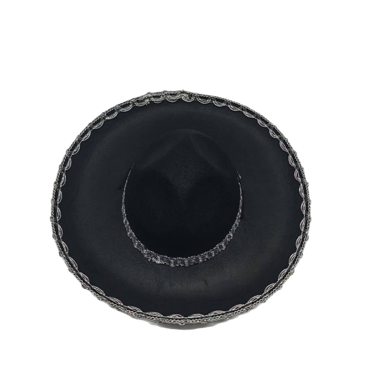 Sombrero de fiesta de Año Nuevo pequeño sombrero nacional mexicano bordado plateado decoración de Navidad sombrero de baile de maquillaje