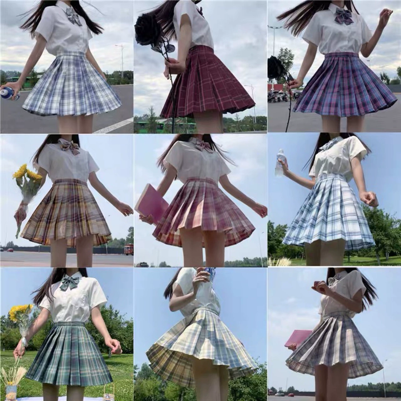 Настоящая летняя pleated юбка для студентов, комплект для учащихся начальной школы, полный комплект
