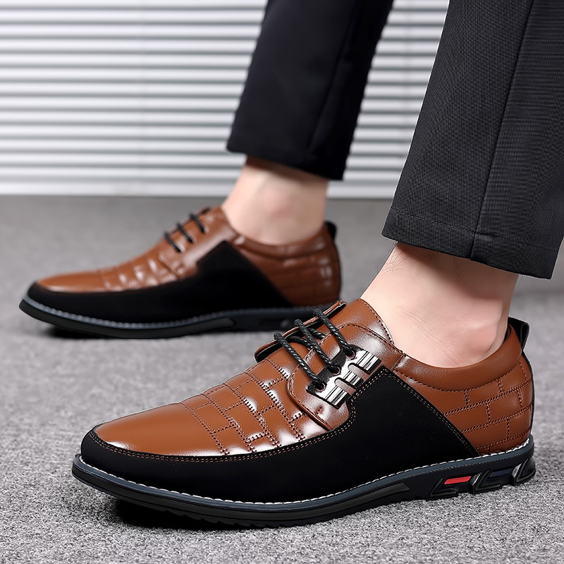 Men's round head men's casual shoes front lace-up casual shoes flat casual men's shoes_vogvips.com