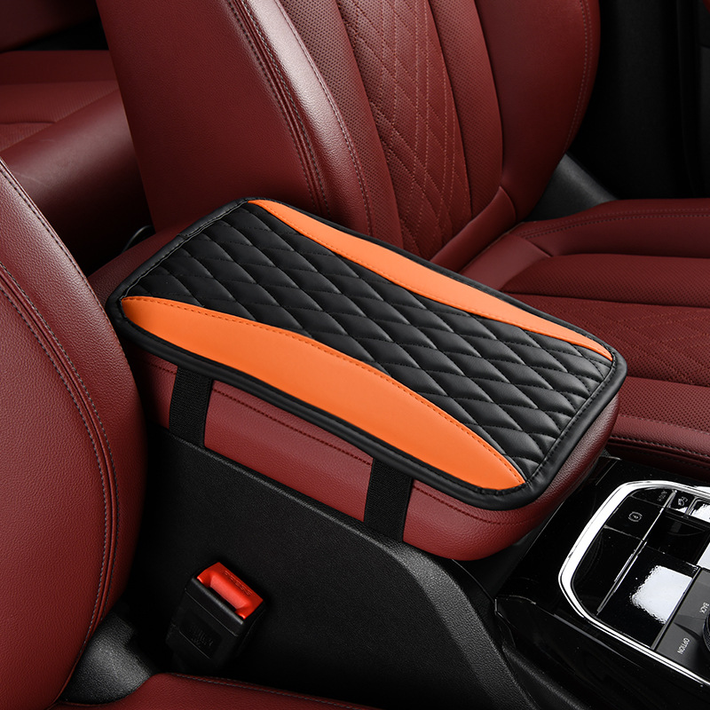 Universal Car Armrest Pad PU Leather Embroidery Center Console Cover