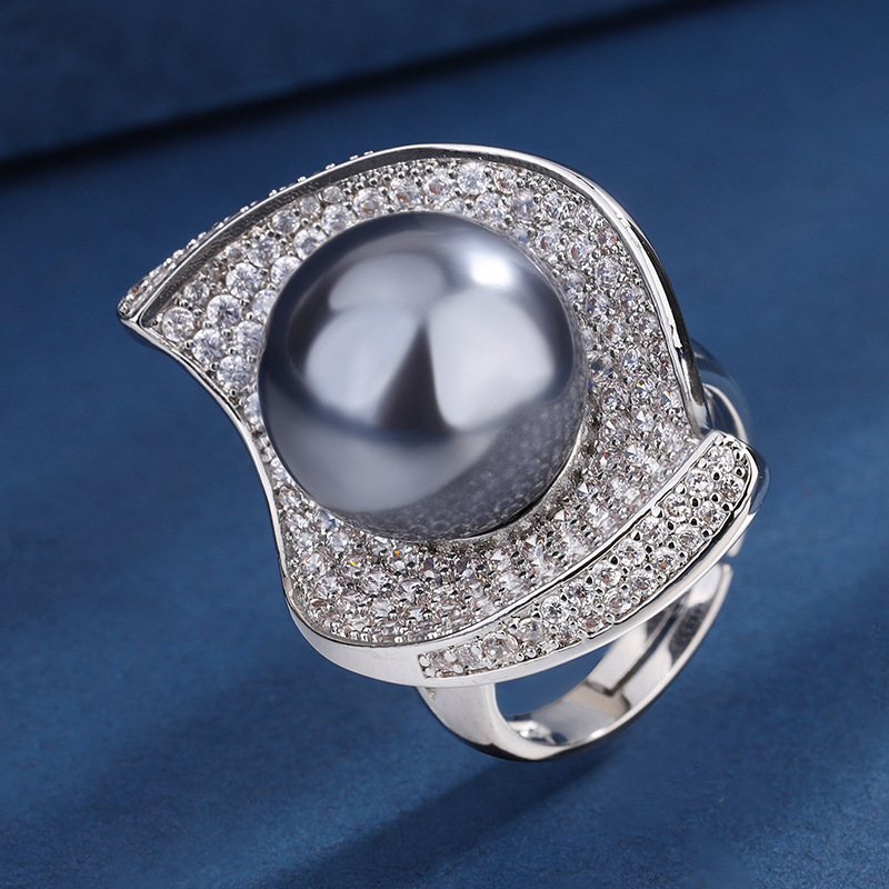 Zhuang Sheng joyería de cobre inferior chapado en oro con incrustaciones de perlas blancas moda coreana diamante incrustado textura traje 14mm al por mayor