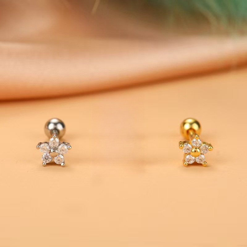 New Diamond Cross Ear Bone Nail Stainless Steel Rod Ear Nail Retro Temperament Earrings detail image 8