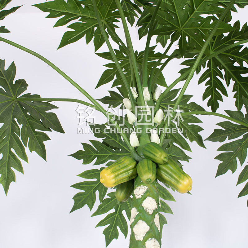 Plantas de simulación, árboles de longevidad, plantas verdes, plantas en macetas de interior, decoración de paisajismo, árboles frutales de simulación a gran escala, árboles de papaya