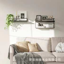 木制悬浮收纳架简约客厅壁挂式置物架浴室墙面洗漱用品整理架