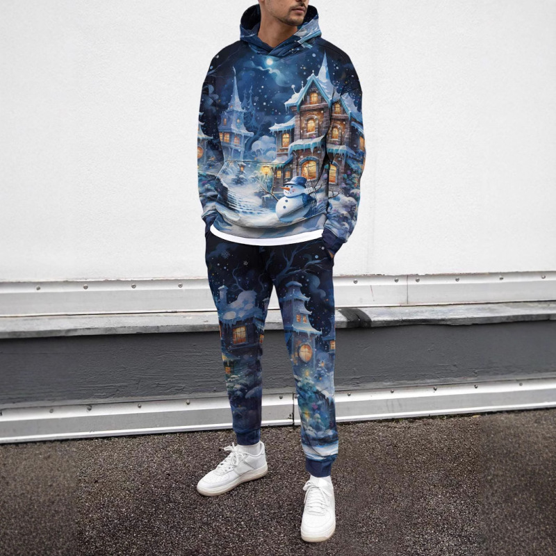 Christmas Themed 2025 Men's Hoodie and Pants Printed Set Casual Fashion Simple Trendy Set Christmas Themed 2025 Men's Hoodie and Pants Printed Set Casual Fashion Simple Trendy Set