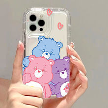 彩虹爱心熊适用iPhone17promax卡通手机壳苹果14大孔16/13工厂15