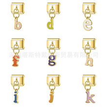 金色字母吊坠系列意大利模块手链欧美跨境热销9MM单节DIY个性手饰