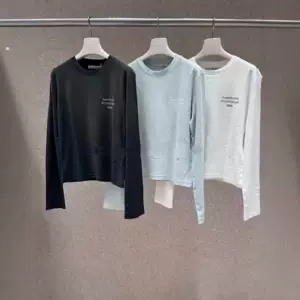 In-stock Nanyou High-Quality 26s Early Autumn New 1996 Small Letter Breathable Printed Round Neck Slim Fit Regular Shoulder Long Sleeve T-shirt for Women