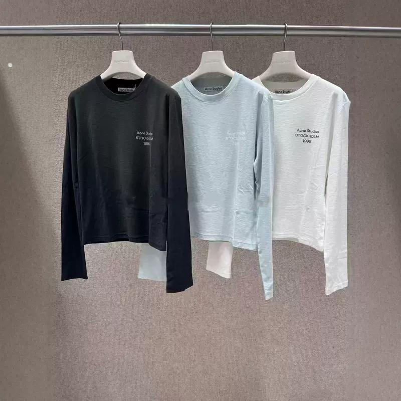 In-stock Nanyou High-Quality 26s Early Autumn New 1996 Small Letter Breathable Printed Round Neck Slim Fit Regular Shoulder Long Sleeve T-shirt for Women