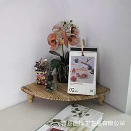 木质桌面置物架墙角玄关摆件香薰蜡烛架扇形化妆品收纳架花盆底座