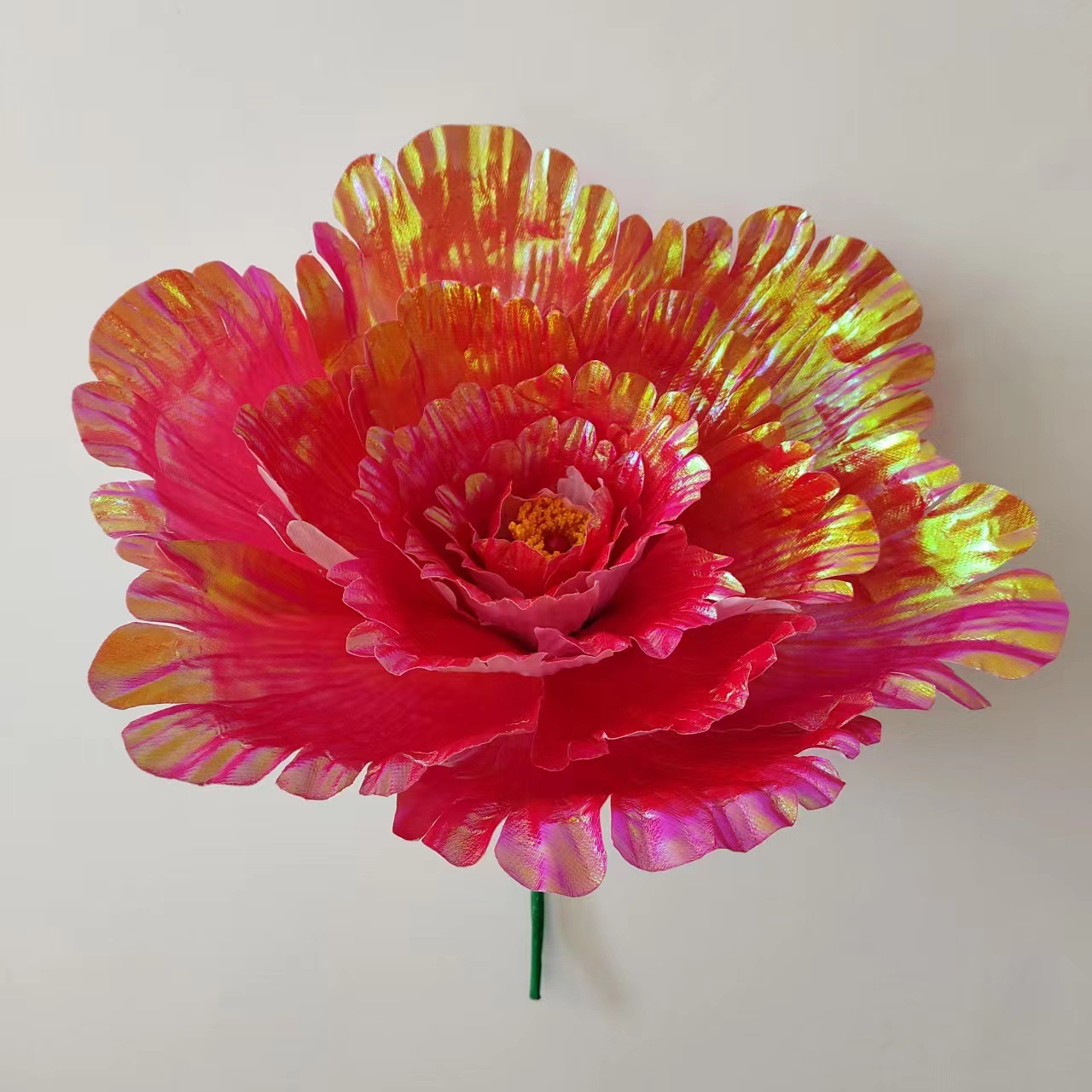 Simulación de tela brillante peonía gran atmósfera floral lámpara de papel floral lámpara de piso arrugada material de papel artístico