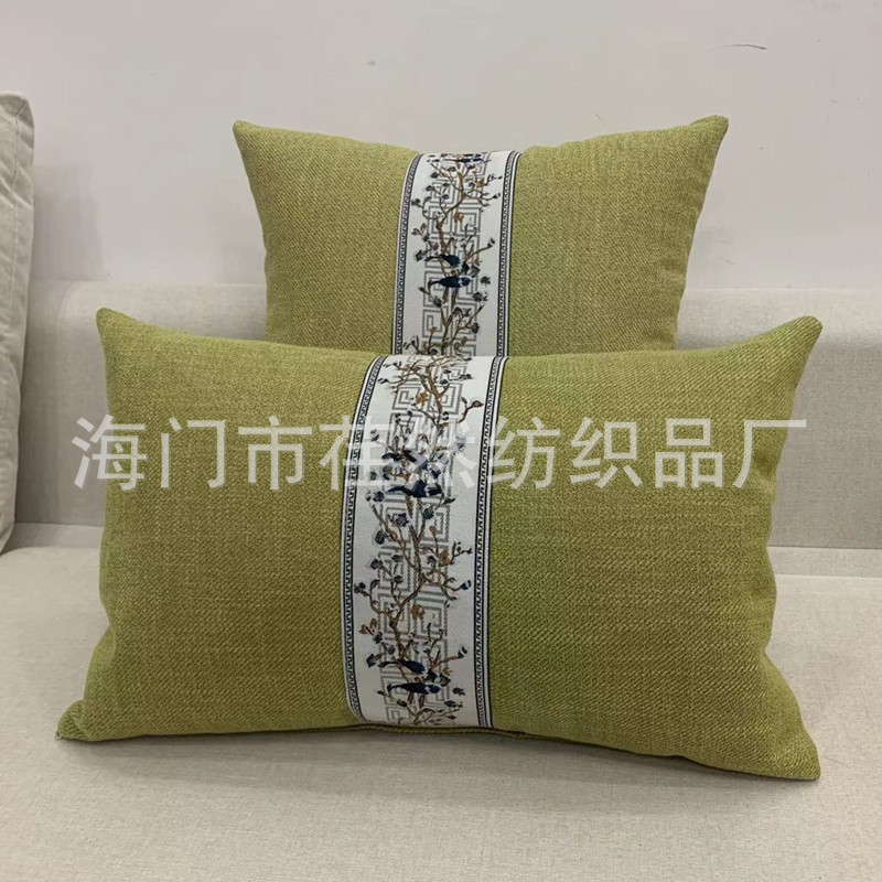 新しい中国風の亜麻抱き枕椅子の家具の背もたれは赤い木のソファーの背もたれの長方形の腰の背もたれは芯を含みます。|undefined