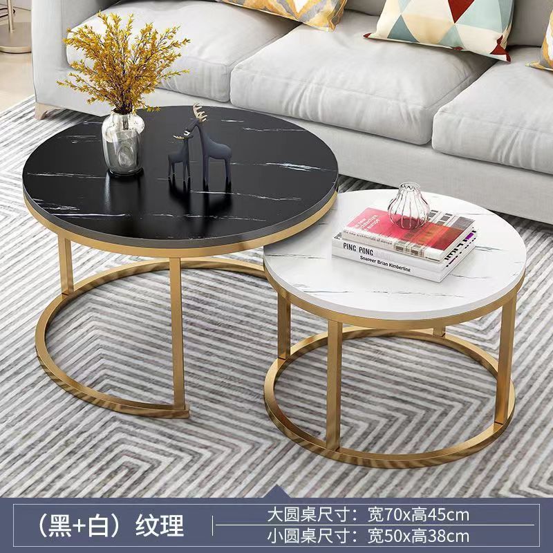 茶几轻奢现代小户型客厅家用圆形桌简约大理石is意式创意铁艺茶桌|undefined