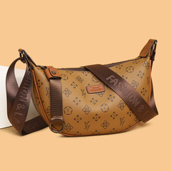 跨境质感简约复古印花饺子包新款休闲时尚大容量单肩包休闲通勤包