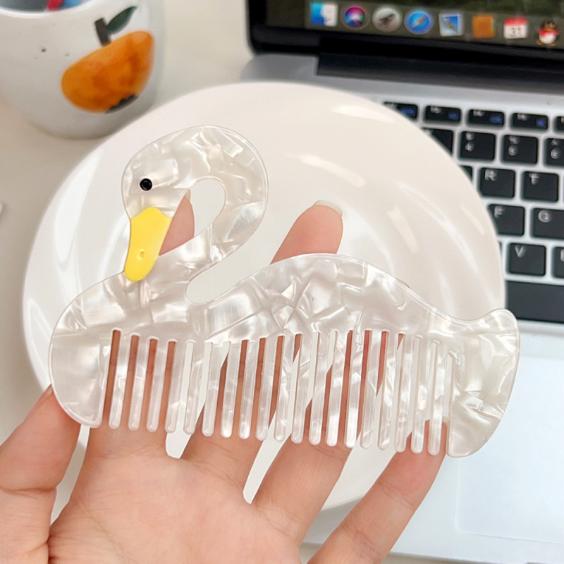 ヨーロッパとアメリカで売れ筋の漫画ヘアコーム、かわいい白鳥タツノオトシゴ酢酸コーム、テクスチャードロングハンドルコーム、メイクアップコーム、ストレートヘアコーム|undefined
