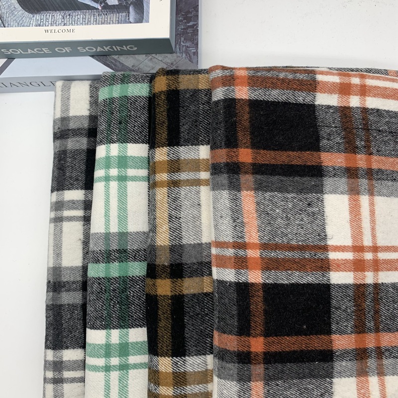 法兰绒格子 色织斜纹粗纺磨毛格子布 衬衫外套半身裙仿呢格子面料