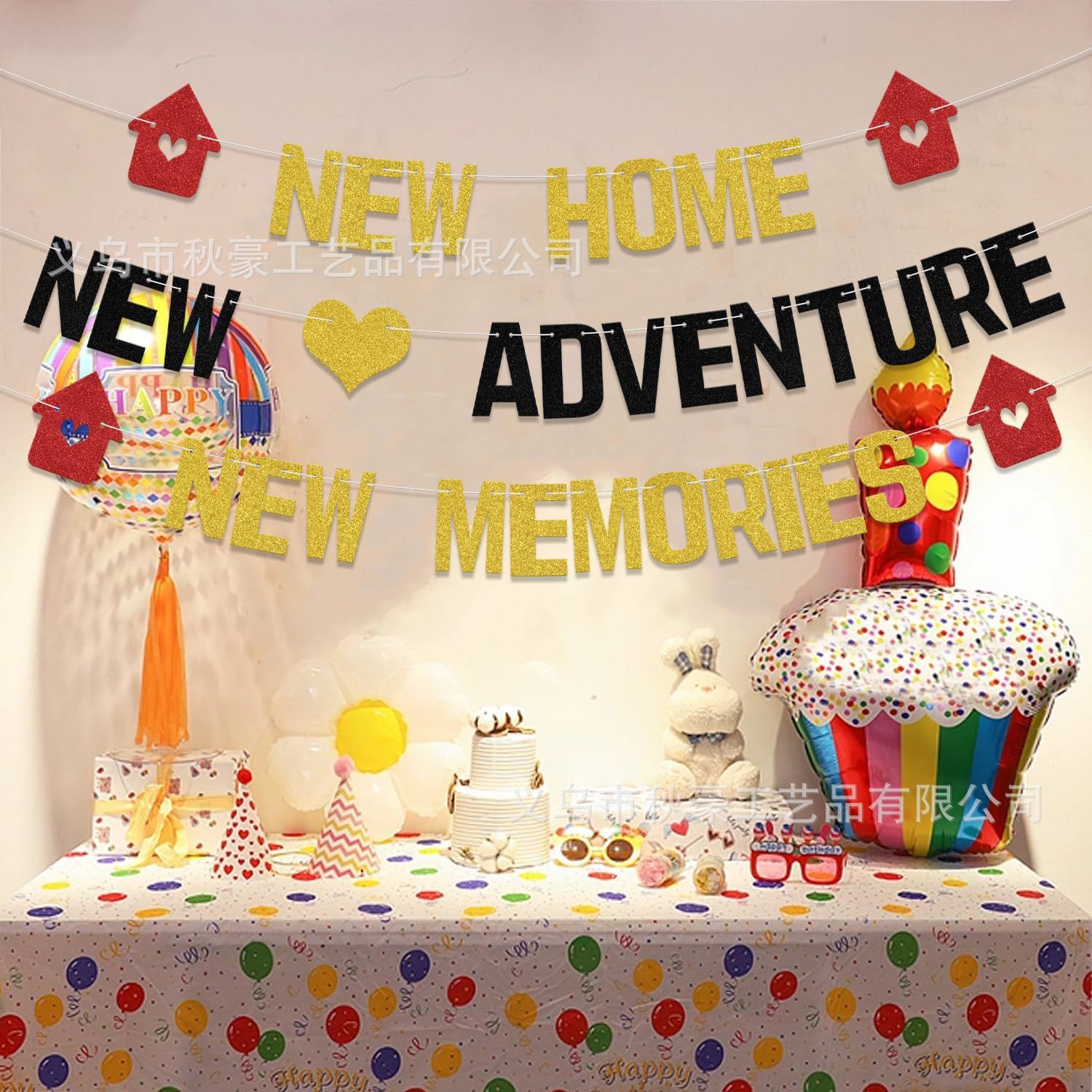 Black Golden Onion Flash Moving Banners Decoración de la fiesta de movimiento