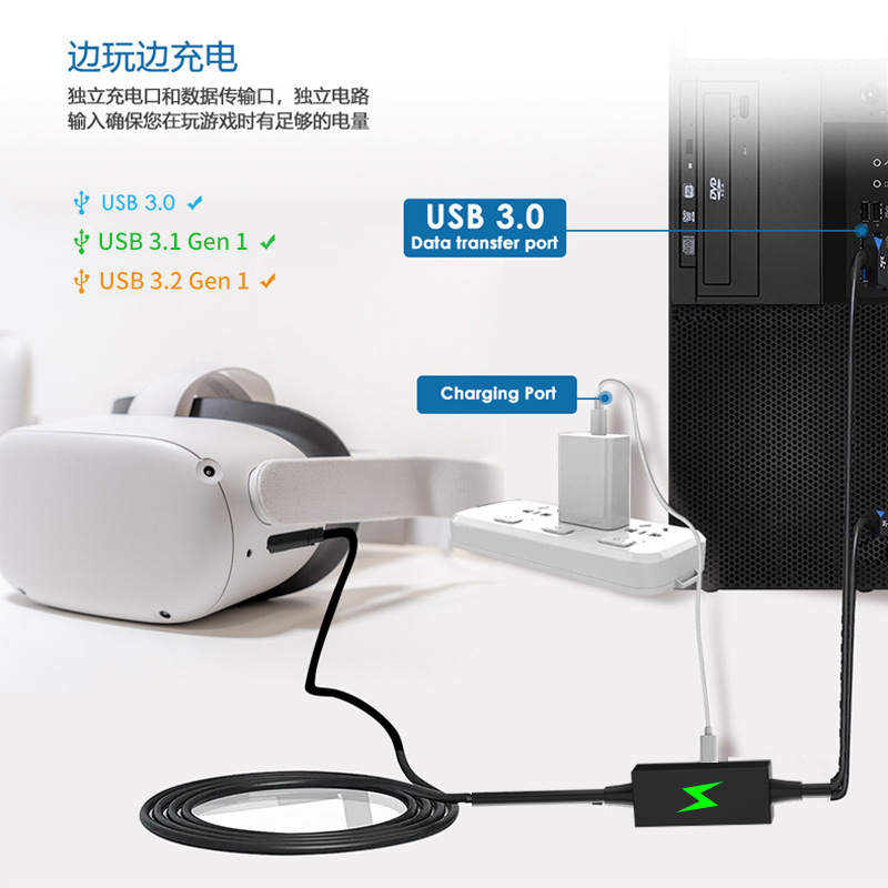 Nueva oculus quest2 VR enlace de transmisión de datos pico4 cable de señal de amplificación de corriente VR línea de alimentación