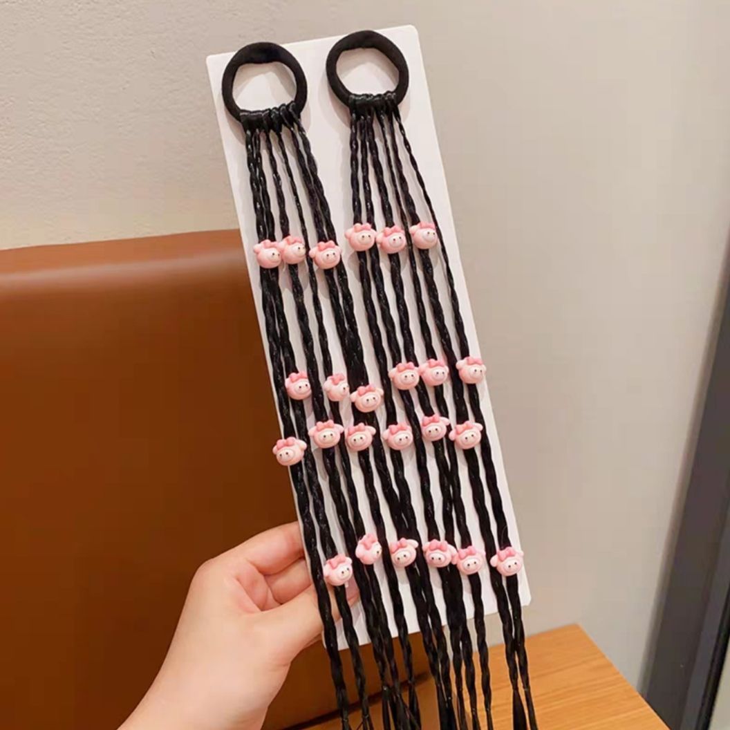 Princesa de nieve para niños peluca trenzada anillo de cabello de cola de caballo alta trenzada cabello de boxeo dulce y fresco trenzado