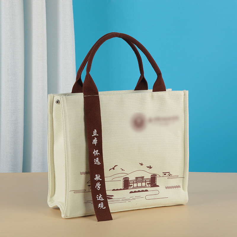 彩印广告手提帆布袋 空白礼品宣传购物袋 大容量单肩布袋子印图案
