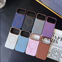 苹果17promax细圈磁吸手机壳iPhone16大孔15荔枝纹14防摔13保护套