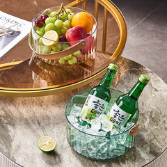 Light Luxury Transparent Handheld Fruit Basket, Fashion Fruit Happy Bucket, Simple Living Room Home Use Ice Bucket, Dry Fruits Snack Platter