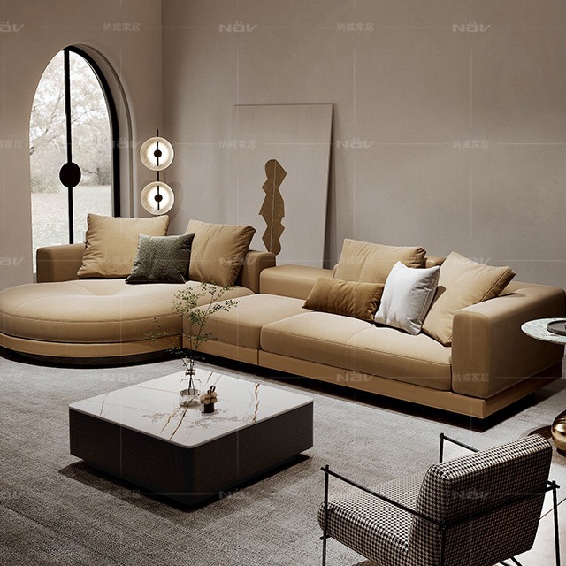 Semicircular compuesto de tela gran piso plano área de villa sala de modelo de departamento de ventas área de espera del hotel sofá compuesto de escuela