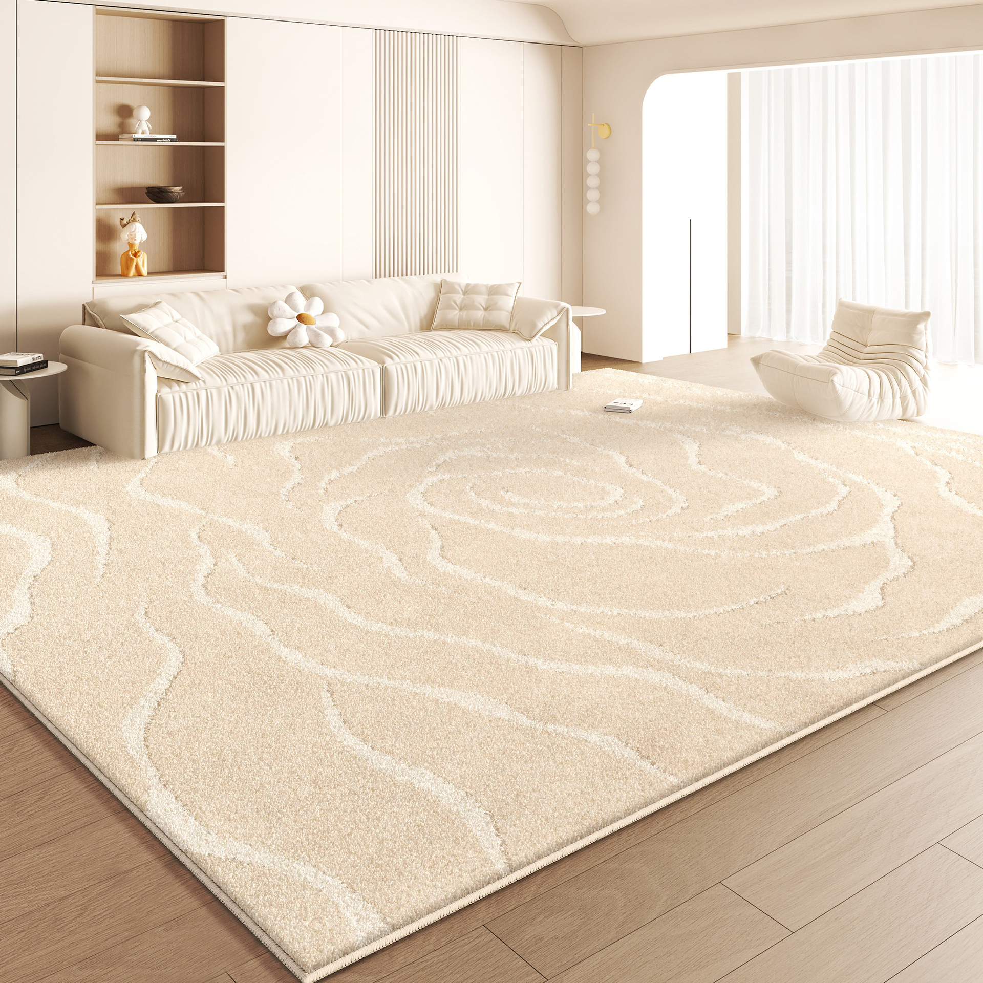 Nuevo alto grado de sensación de alfombra espesa de viento crema imitación de cashmere impermeable sin lavado se puede limpiar la almohadilla de mesa de té de la sala de estar del dormitorio