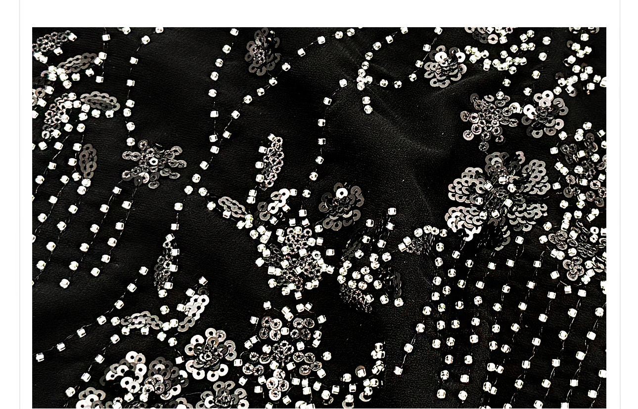 Bộ ba món vest đen, váy nửa và quần dài phong cách Tân Trung Hoa cổ điển, cổ V, thêu sequin — Vest đen, Trang phục [Vest+Half Dress], nửa váy, Quần dài chi tiết 5