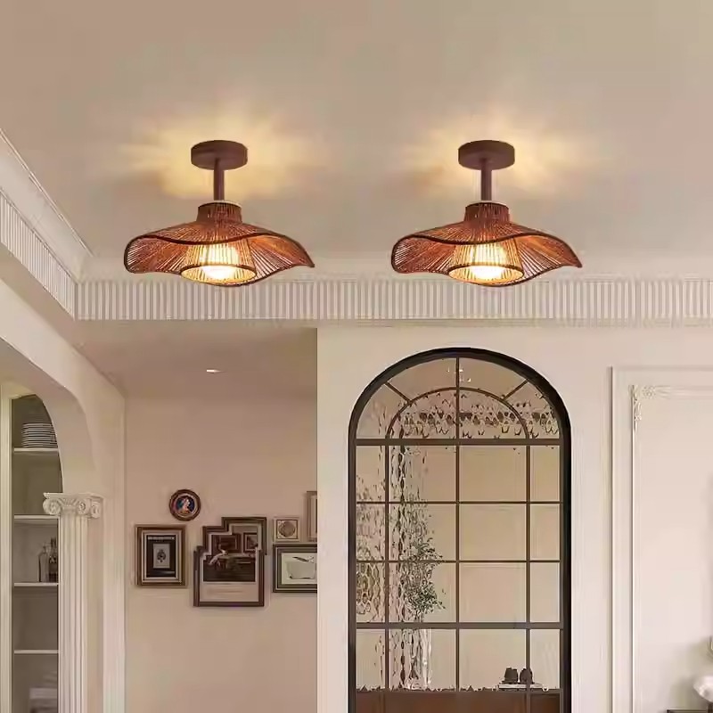 Lámpara de pasillo de viento silencioso retro japonesa puerta de entrada balcón escalera dormitorio comedor lámparas