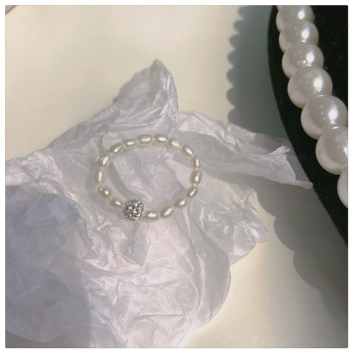 Freshwater Pearl Ring~ Adjustable Elasticity, Elegant and Unique Design, Superb Finger Ring for Women, Korean High-End Style, Trendy