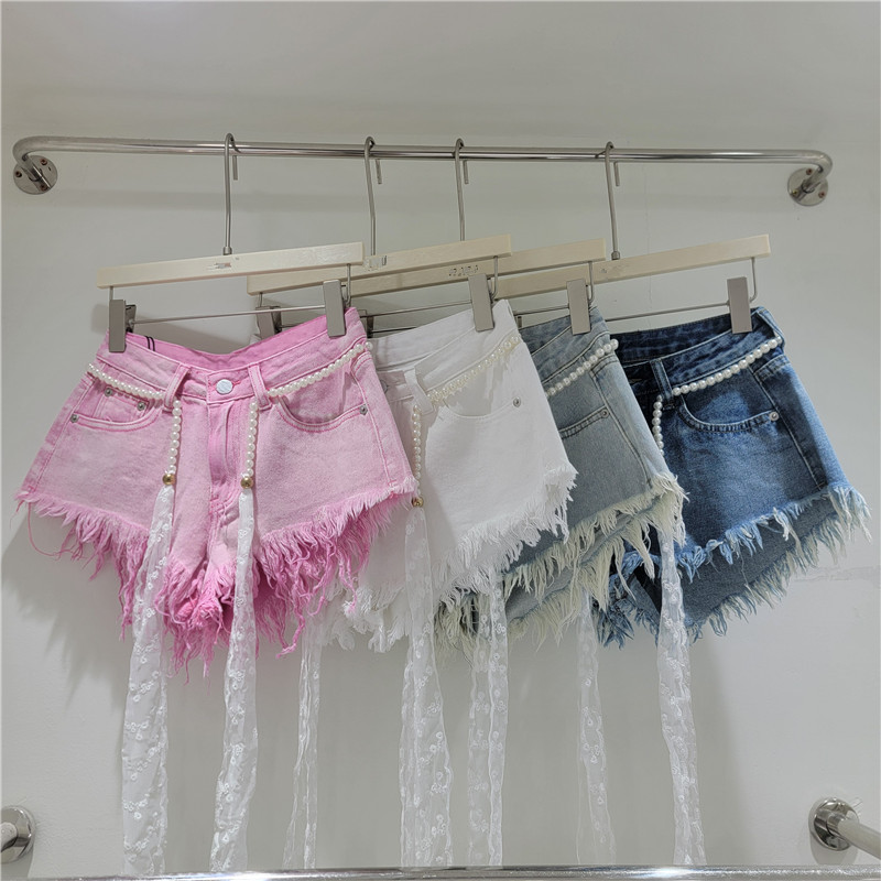 Shorts Vaqueros Cortos con Flecos y Roturas para Mujer