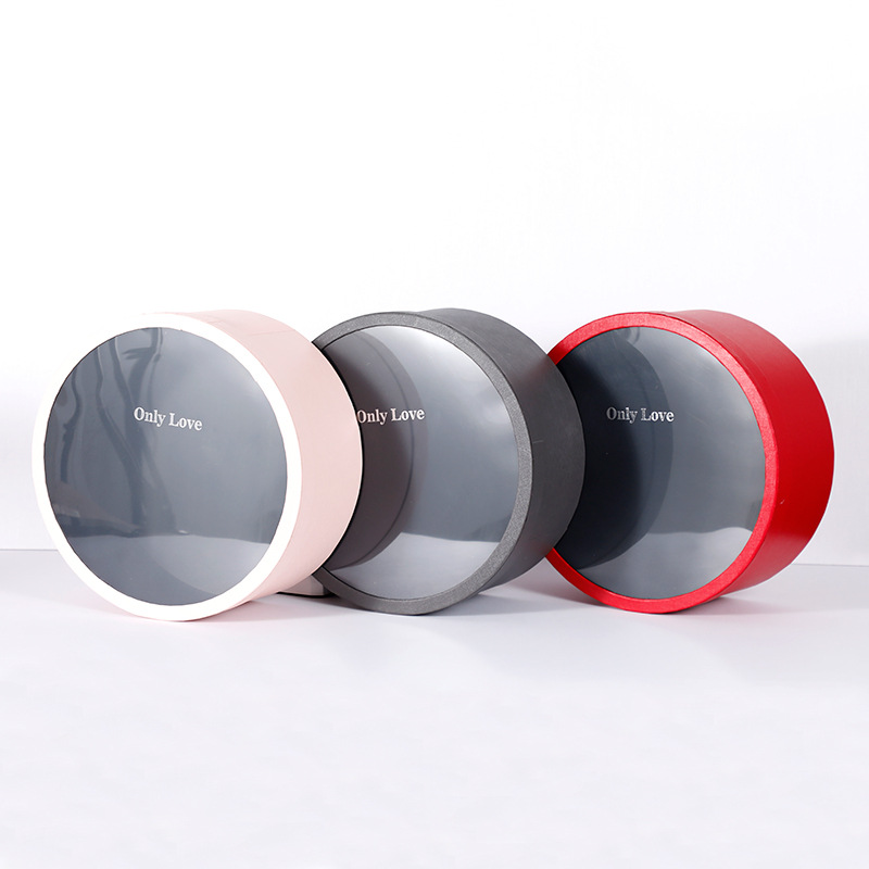 圆形开窗大号鲜花礼品包装盒套装 pvc透明款水果礼物盒七夕女神节