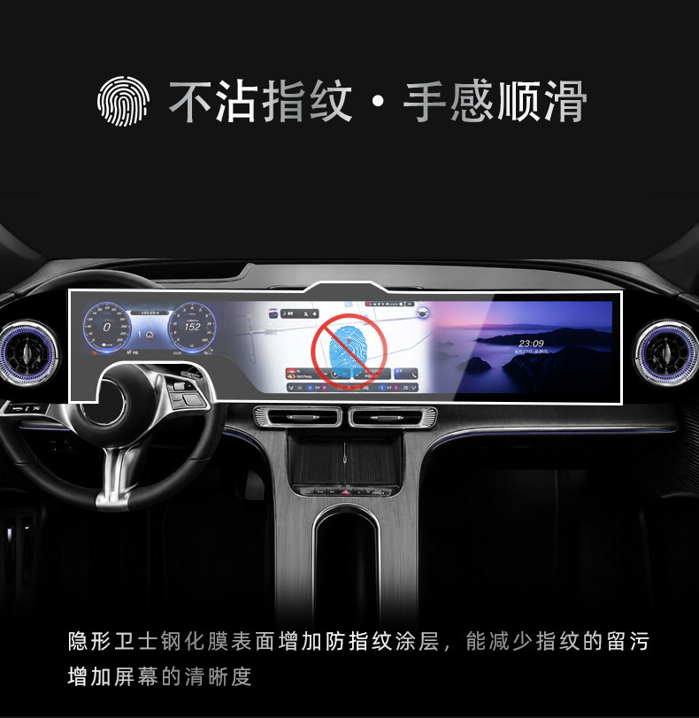 Suitable for 26 models of Mercedes-Benz GLC pure electric version center console navigation instrument interior display screen protective tempered film car accessories