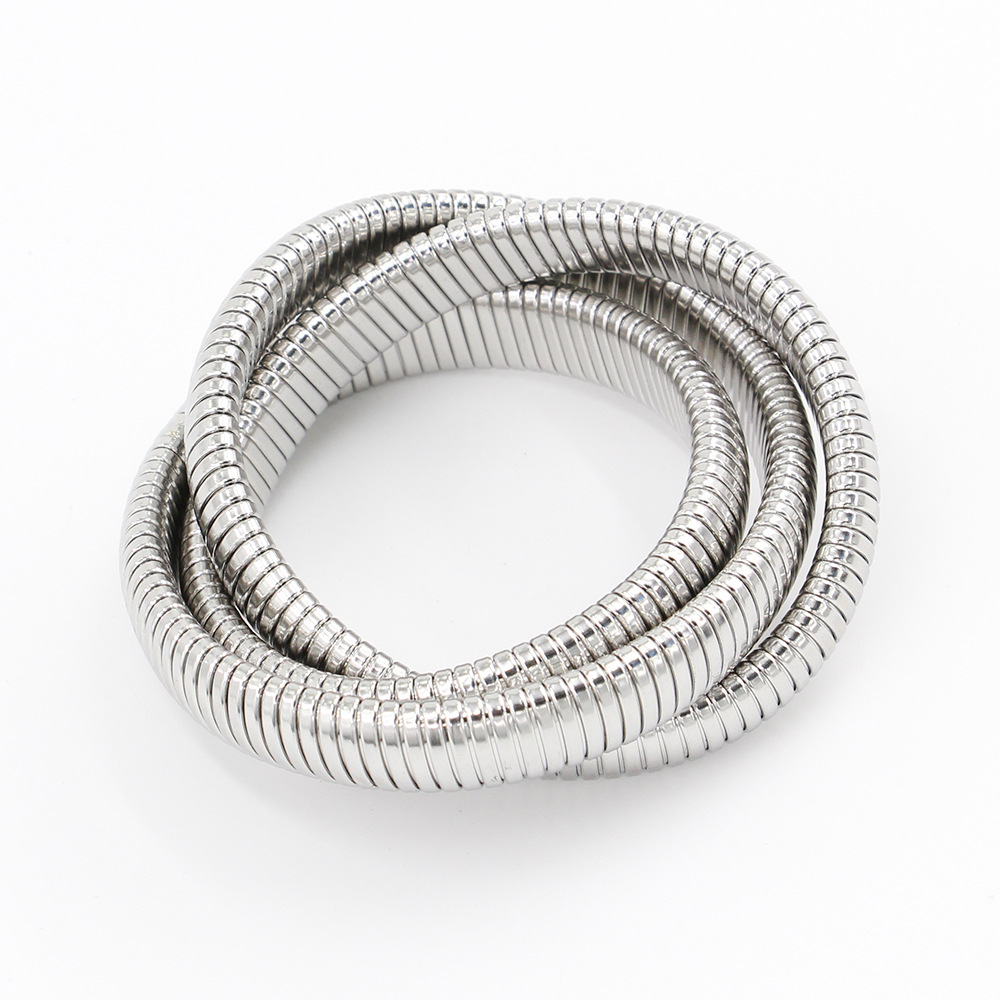 Cross-border nuevo acero titanio de tres capas de la pulsera de cuerda de la luz de lujo elegante pulsera de acero inoxidable vacío impermeable 18K chapado en oro