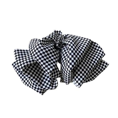 Checkerboard big bow hairpin female Internet celebrity same style high-end spring clip headwear ponytail clip hair accessory on the back of the head