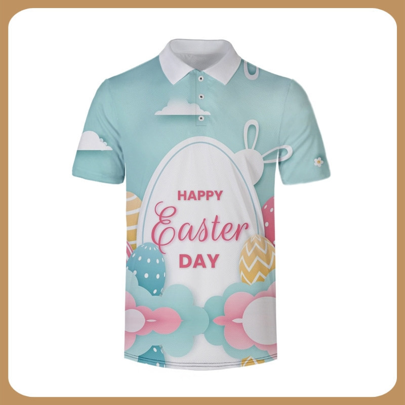 New Promotion cross-border western Easter adult children's 3D printed short-sleeved golf shirt polo shirt men's hair generation