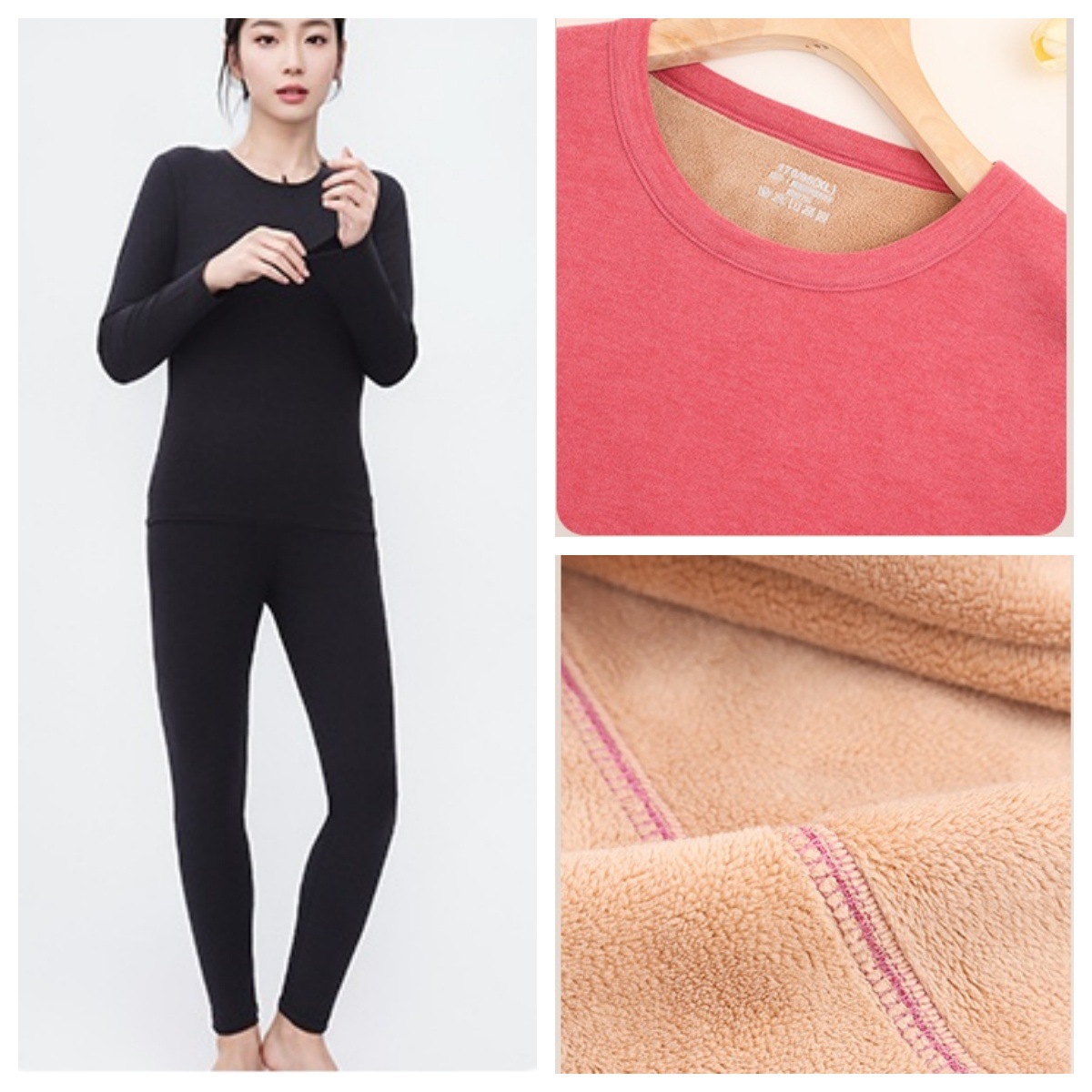 여성용 블랙 셰르파 따뜻한 슈트