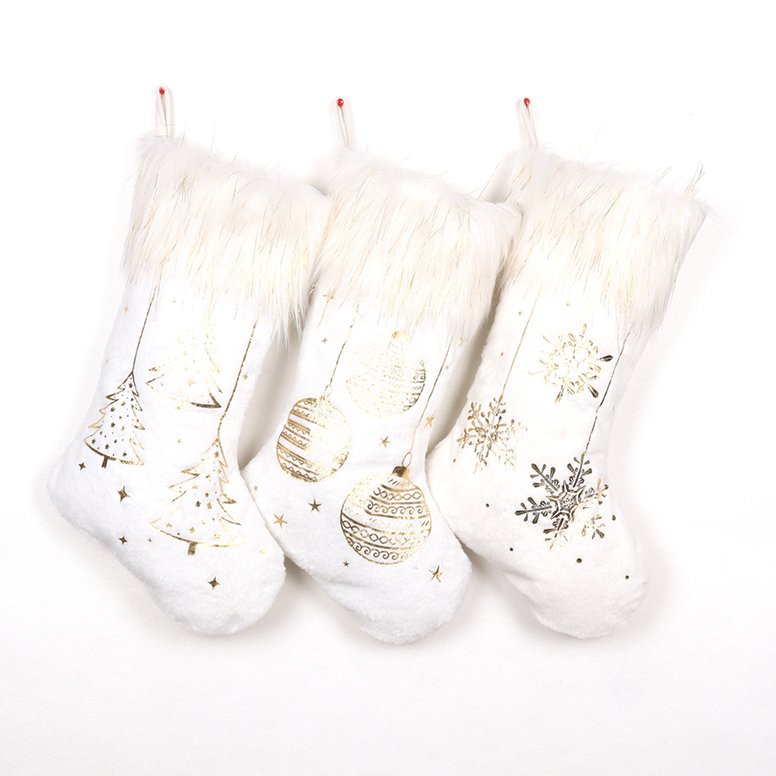 Calcetines de Navidad transfronterizos blancos estampados calcetines de Navidad bolsas de regalo calcetines de decoración de Navidad bolsas de regalo bolsas de dulces para niños