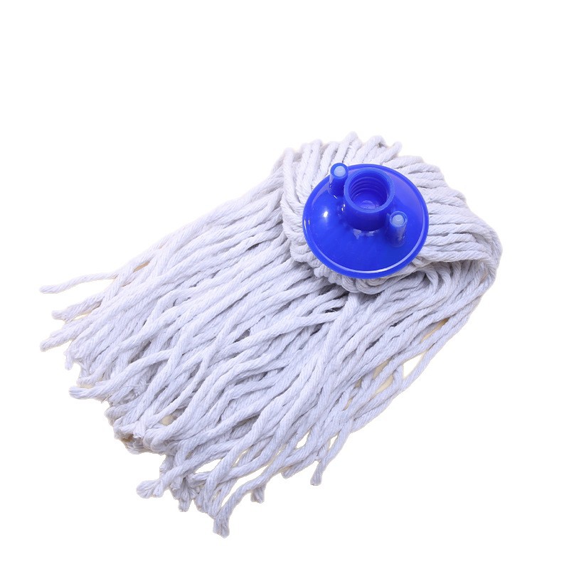 Repuesto de cabezal de fregona de hilo de algodón blanqueado para uso doméstico y industrial, disponible en varios tamaños, venta al por mayor de alta calidad de fabricantes de comercio exterior.