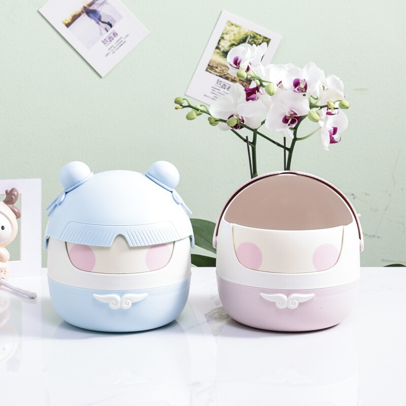 Which is the same desktop trash can net red magic child cute flip office wastebasket sundries sorting storage bucket wholesale