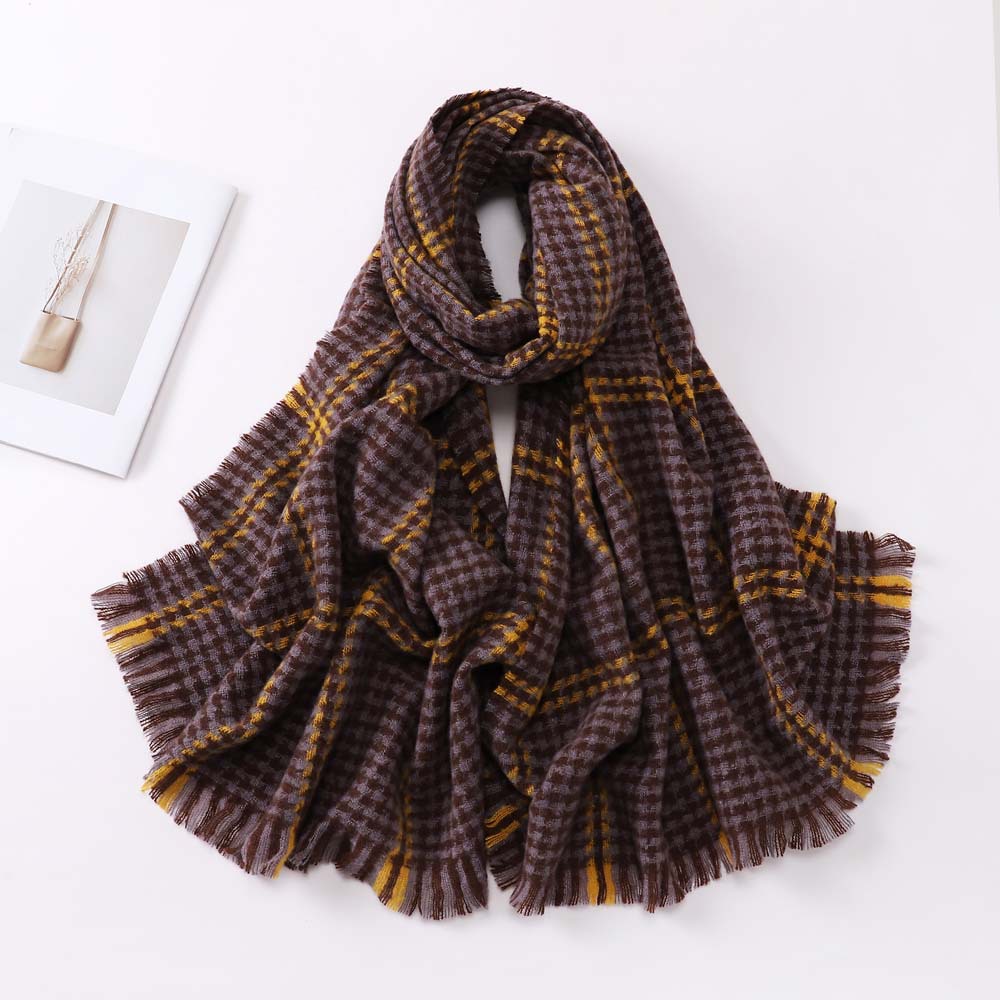 Women's Fashion Lattice Imitation Cashmere Tassel Pashmina Scarves display picture 5