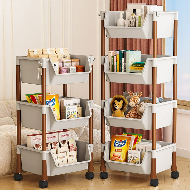 П bookshelf, cart, multilayer storage system, children's bookcase for bedroom